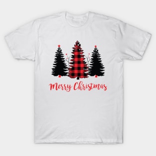 Christmas Red Plaid Trees T-Shirt